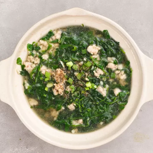 Canh xà lách xoong thịt bằm